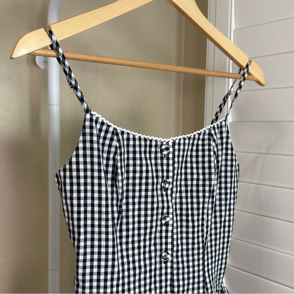 Commense Black White Gingham Button Front Cami Mini Dress XS NWT - Picture 6 of 11